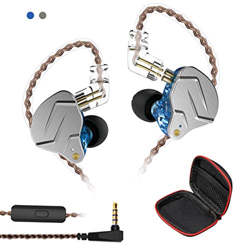 Andiker KZ ZSN-C Pro Quad Driver Earphones DD+BA High Resolution Hybrid Driver Electronic Crossover Headset, Detachable Cable Heavy Bass Earbuds Profeesional Earphones with Storage Box(Mic, Blue)