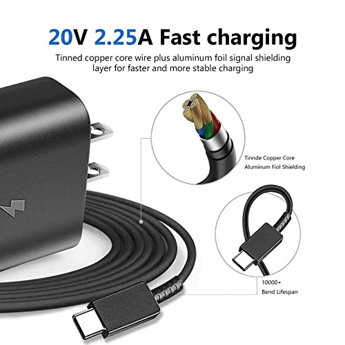 45W Fast Wall Charger USB-C Charging Cable Cord Fit for Samsung Galaxy Tab S8, S8+, S7, S7+, S7 FE, S6, S6 Lite, S5e, S4, S3; Tab A 10.1" 8.0" 8.4", Tab A7 10.4", Tab A7 Lite 8.7", Tab A8 10.5"