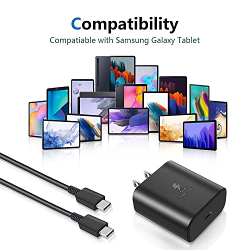 45W Fast Wall Charger USB-C Charging Cable Cord Fit for Samsung Galaxy Tab S8, S8+, S7, S7+, S7 FE, S6, S6 Lite, S5e, S4, S3; Tab A 10.1" 8.0" 8.4", Tab A7 10.4", Tab A7 Lite 8.7", Tab A8 10.5"