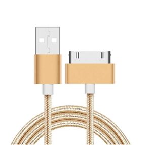 yoodelife 3 feet replacement high speed usb 2.0 nylon braided sync and charging charger cable cord for apple iphone 4, 4s, 3g, 3gs, 2g, ipad 1/2/3 ipod touch, ipod nano – gold