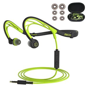 mucro wired over-ear headphones sports running foldable headphones behind the neck headphones for jogging gym workout with microphone