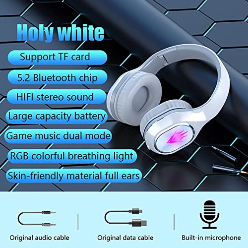 Kadlawus T2 Game Headset - Headphone Sporting Game Luminous Dual Mode Bluetooth 5.2 Can Support TF- Card Mode Game Musicdual Mode 360° No Dead Angle