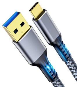 short usb c cable 1ft, 3.2 gen 2 usb a to c cord, 10gbps high speed data transfer, 3.1a 60w type c fast charging wire compatible with samsung pixel moto lg phones ssd powerbank tablets laptop, braided