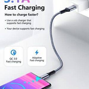 Short USB C Cable 1ft, 3.2 Gen 2 USB A to C Cord, 10Gbps High Speed Data Transfer, 3.1A 60W Type C Fast Charging Wire compatible with Samsung Pixel Moto LG Phones SSD Powerbank Tablets Laptop, Braided