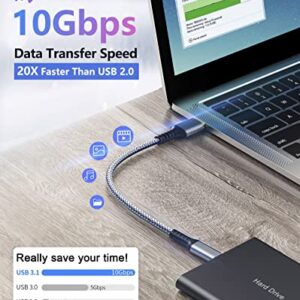 Short USB C Cable 1ft, 3.2 Gen 2 USB A to C Cord, 10Gbps High Speed Data Transfer, 3.1A 60W Type C Fast Charging Wire compatible with Samsung Pixel Moto LG Phones SSD Powerbank Tablets Laptop, Braided