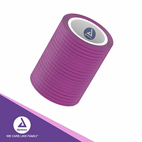 Dynarex 3297 Sensi-Wrap Self-Adherent Bandage Roll, Purple, 2" x 5 yds Size, 180" Length, 2" Width, Pack of 36