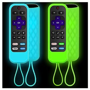 2pack remote cover fits roku express 4k+ 2021 | tcl roku | hisense roku – taiyiluo roku streaming stick+ 4k 2021 silicone protective controller case,glow in the dark
