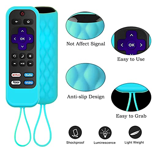 2Pack Remote Cover fits Roku Express 4K+ 2021 | TCL Roku | Hisense Roku - Taiyiluo Roku Streaming Stick+ 4K 2021 Silicone Protective Controller Case,Glow in The Dark