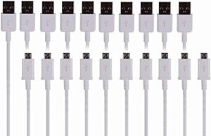 teksonic 10-pack micro usb cable wholesale lot (bulk discount) – 1 m/3.3 ft universal charging sync and charge micro usb to usb a cords, data cable for samsung galaxy, htc, lg, android, windows phone