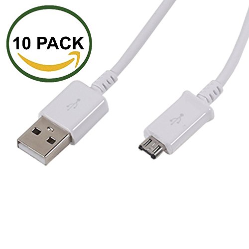 TekSonic 10-Pack Micro USB Cable Wholesale Lot (Bulk Discount) - 1 M/3.3 ft Universal Charging Sync and Charge Micro USB to USB A Cords, Data Cable for Samsung Galaxy, HTC, LG, Android, Windows Phone