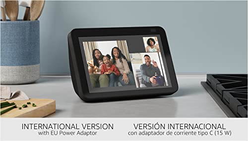 Echo Show 8 (2nd Gen, 2021 release) | International Version with EU Power Adaptor | HD smart display with Alexa and 13 MP camera | Charcoal