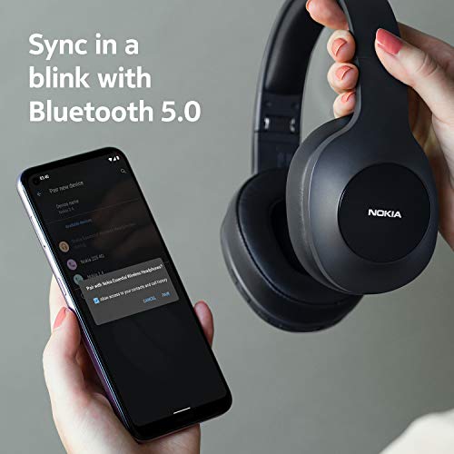 Nokia Essential Wireless Headphones - Universal Bluetooth - 40 Hours Playback - Soft Leather Over Ear with Foldable Headband