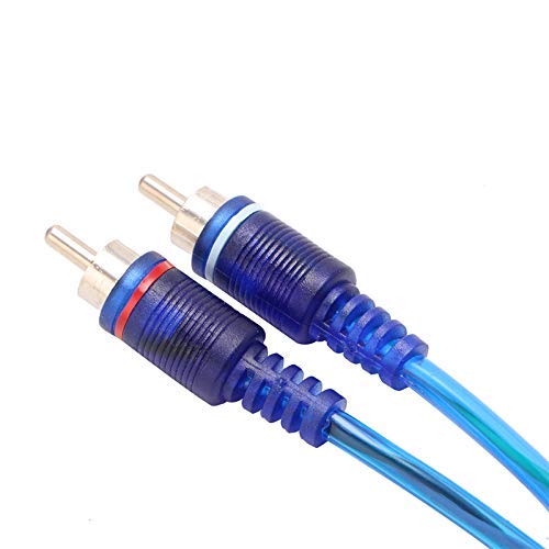 OUHL RCA Y Adapter Connector 1 Female to 2 Male, Car Audio RCA Splitter Adapter Cable, Blue (2 Pack)
