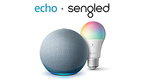 Echo (4th Gen) | Twilight Blue with Sengled Bluetooth Color bulb | Alexa smart home starter kit