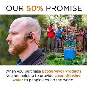 Eco Survivor IPX4 Sweat Resistant Earbuds with Mic, in-Line Controller, Flexible Ear Loops, 3 Silicone Gel Cushions, Premium Sound Quality, Great in-Ear Headphones, Outdoors, 43682