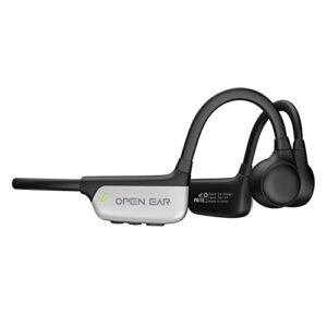 Open Ear Waterproof Bone Conduction Headphones with Bluetooth, Microphone, Voice Control, Ideal for Outdoor Sports, Lightweight Titanium Band, Up to 8H Play, Cable and Ear Plugs Included