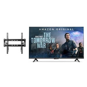 amazon fire tv 55″ omni series 4k uhd smart tv bundle with universal tilting wall mount and red remote cover