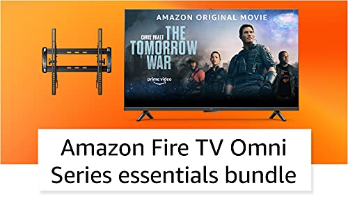 Amazon Fire TV 55" Omni Series 4K UHD smart TV bundle with Universal Tilting Wall Mount and Red Remote Cover