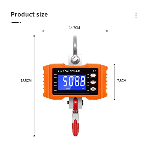 QHYXT Digital Crane Scale Digital Crane Scale 500kg/1000lb Industrial Heavy Duty Scale High Accuracy Electronic Hanging Scale with HD Large Screen with Accurate Senso