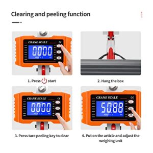 QHYXT Digital Crane Scale Digital Crane Scale 500kg/1000lb Industrial Heavy Duty Scale High Accuracy Electronic Hanging Scale with HD Large Screen with Accurate Senso