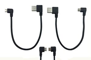 cerrxian 9inch micro usb cable combo left & right angle micro usb 5 pin male to usb 2.0 type a right angle male data sync and charge cable (black)(2-pack) r