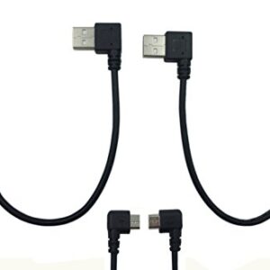 CERRXIAN 9Inch Micro USB Cable Combo Left & Right Angle Micro USB 5 Pin Male to USB 2.0 Type A Right Angle Male Data Sync and Charge Cable (Black)(2-Pack) R