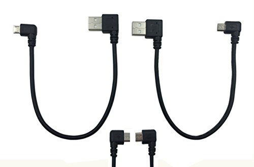 CERRXIAN 9Inch Micro USB Cable Combo Left & Right Angle Micro USB 5 Pin Male to USB 2.0 Type A Right Angle Male Data Sync and Charge Cable (Black)(2-Pack) R