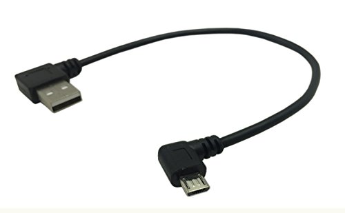 CERRXIAN 9Inch Micro USB Cable Combo Left & Right Angle Micro USB 5 Pin Male to USB 2.0 Type A Right Angle Male Data Sync and Charge Cable (Black)(2-Pack) R