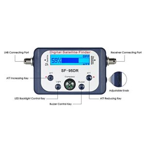 AGPtek Digital Satellite Signal Finder Meter for Dish Network Directv FTA with Compass and Audio Tone - Blue