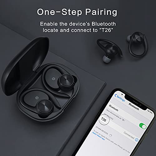 Bluetooth T26 True Wireless Earphones Auto Pairing Bluetooth 5.1 Headphones,Wireless Ear-Hook Running Sports Headphones,Compatible with iOS&Android Devices