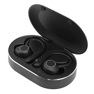 wireless earbuds, q23 pro bluetooth 5.1 sport waterproof earphones with wireless charging case, stereo noise cancelling earhooks headset bulit in mic, for sports travel work gym(black)