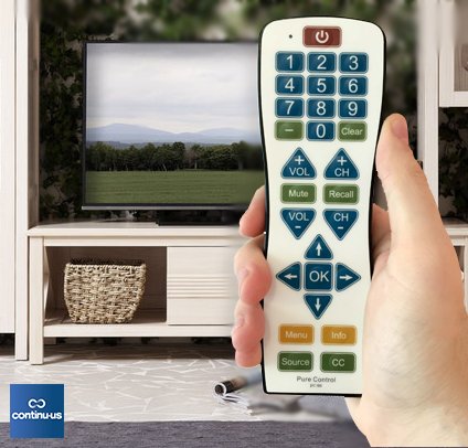 Universal Water-Resistant Television Remote | PC101 EasyClean Big Button, Smart, Learning TV Remote Control Universal - Wipe Clean Easily, Perfect for Home Use.