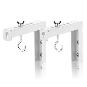 suptek universal projector screen wall mount l-brackets wall hanging mount 6 inch adjustable extension mounting hooks for projection screen up to 66 lbs, 30 kg capacity each, prl001, white (1 pair)