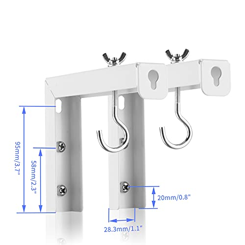 suptek Universal Projector Screen Wall Mount L-Brackets Wall Hanging Mount 6 inch Adjustable Extension Mounting Hooks for Projection Screen up to 66 lbs, 30 kg Capacity Each, PRL001, White (1 Pair)