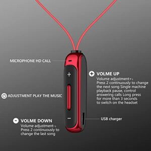 Vofolen Bluetooth Headphones Earbuds,Magnetic Wired Earbuds Bluetooth,Lightweight Bluetooth Sports Earbuds with Power Display,Deep Pass Headphones with Mic for Workout Running Jogging Work,Red