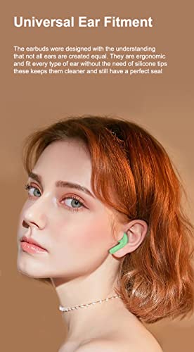 Acuvar in-Ear Wireless Bluetooth 5.2 Headphones, Earbuds IPX7 Waterproof with Microphone Rechargeable USB C Case LCD Display for Smartphones Android iOS (Green)