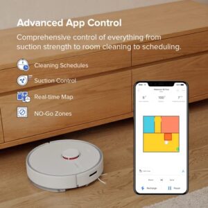 roborock S6 Pure Robot Vacuum and Mop, Multi-Floor Mapping, Lidar Navigation, No-go Zones, Selective Room Cleaning, Super Strong Suction Robotic Vacuum Cleaner, Wi-Fi Connected, Alexa Voice Control