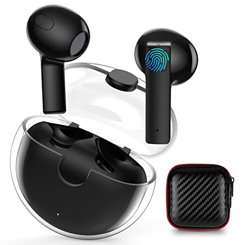 TITACUTE Wireless Earbud Bluetooth Headphone Clear in-Ear Earphone for iPhone 14 13 Pro Max 12 11 XR 8 Galaxy Z Flip Fold 4 3 Samsung S23 S22 S21 S20 A53 A14 Pixel 6 7 6a Noise Canceling USB C Headset