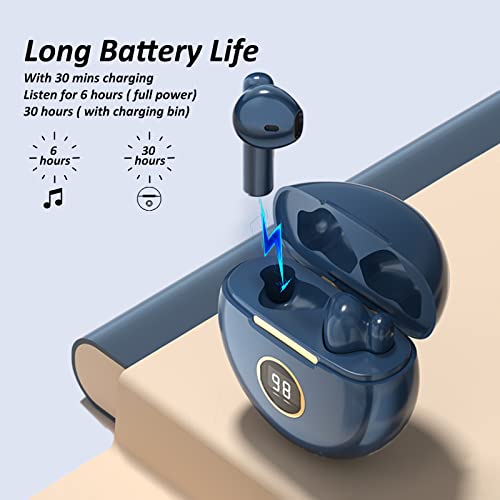 True Wireless Earbuds, in-Ear Bluetooth Headphones, USB-C Charging Case - Touch Control with Built-in Microphone, IPX7 Waterproof and Noise Cancelling Earphones (Green)