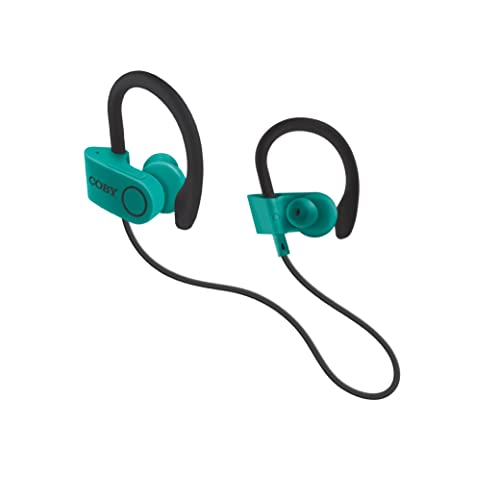 Coby Bluetooth Headphones, Running Headphones w/5 Hrs Playtime, Wireless Sports Earphones Sweatproof Earbuds in-Ear for Workout, Gym, w/Microphone (Turquoise)