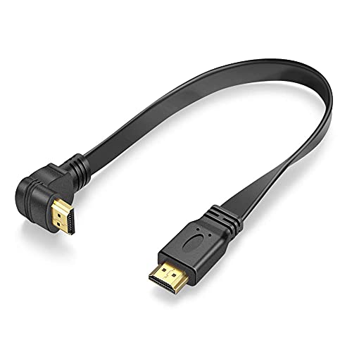 URWOOW Flat Slim High Speed HDMI Male to Male Extension Cable 270 Degree Right Angle (1 Feet) Adapter Converter Cable