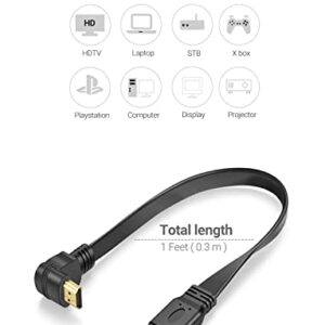 URWOOW Flat Slim High Speed HDMI Male to Male Extension Cable 270 Degree Right Angle (1 Feet) Adapter Converter Cable