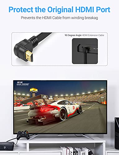 URWOOW Flat Slim High Speed HDMI Male to Male Extension Cable 270 Degree Right Angle (1 Feet) Adapter Converter Cable