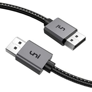 uni vesa certified displayport cable [2k@165hz/144hz, 4k@60hz], high-speed display port cable braided 6.6 ft, dp 1.2 cable for 2k gaming monitor, pc, nvidia/amd graphics cards