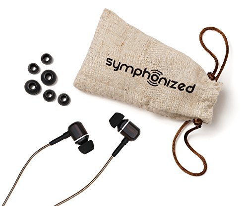 Symphonized MTRX 2.0 Premium Wired Earbuds - Wood In-Ear Headphones with Microphone & Volume Control, Noise Isolation - Corded Ear Buds for Android - Earphones for Computer & Laptop (GunMetal)