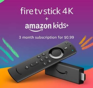 Fire TV Stick 4K with Alexa Voice Remote (includes TV controls) and 3 months of Amazon Kids+ (with auto-renewal)