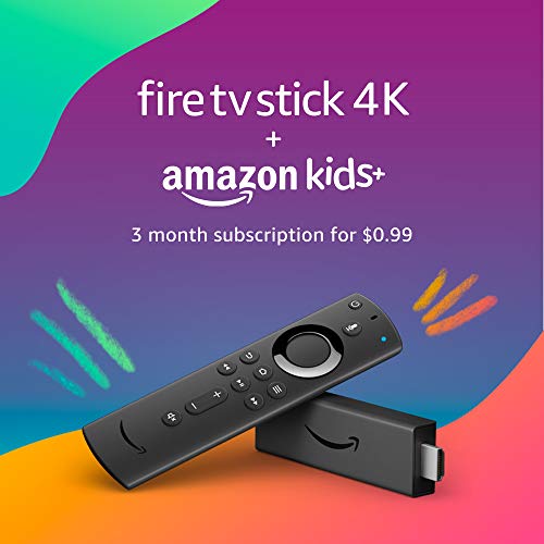 Fire TV Stick 4K with Alexa Voice Remote (includes TV controls) and 3 months of Amazon Kids+ (with auto-renewal)