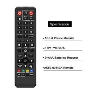 Gvirtue AK59-00149A Remote Replacement for Samsung DVD BD Blu-Ray Disc Player Remote, Applicable BDF5100/ZA BD-ES5300 BD-FM51 BD-FM57C BD-H5100 BD-H5900 BD-HM51 BD-HM59 BD-J5100 BD-J5700 BD-J5900