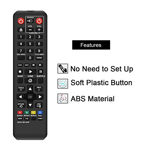 Gvirtue AK59-00149A Remote Replacement for Samsung DVD BD Blu-Ray Disc Player Remote, Applicable BDF5100/ZA BD-ES5300 BD-FM51 BD-FM57C BD-H5100 BD-H5900 BD-HM51 BD-HM59 BD-J5100 BD-J5700 BD-J5900