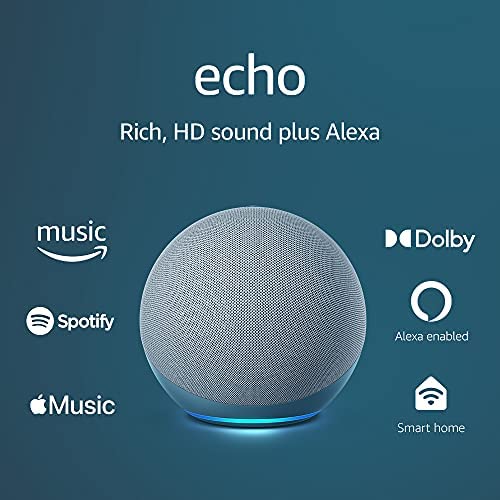 Echo (4th Gen)| Twilight Blue with Amazon Basics Smart Color Bulb